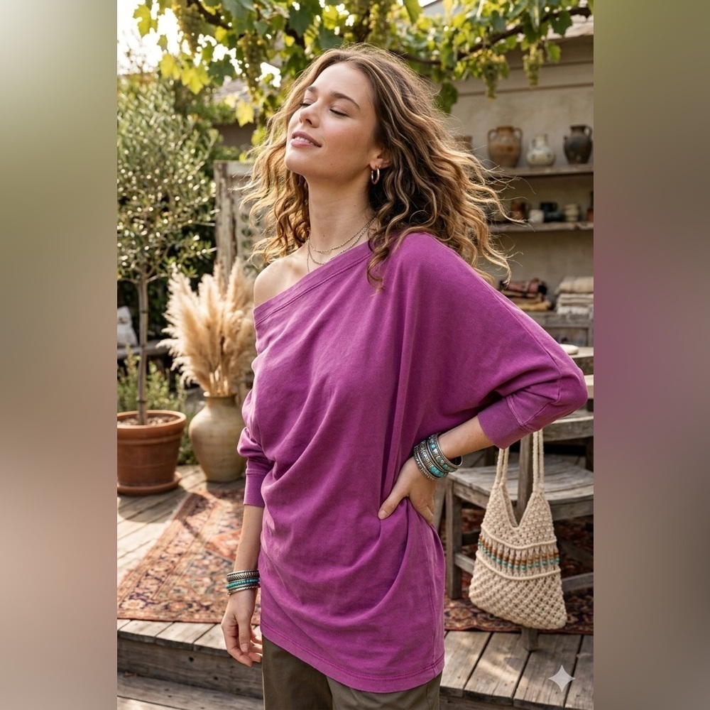Women's Off-Shoulder Pink Top - Picture 1 of 1